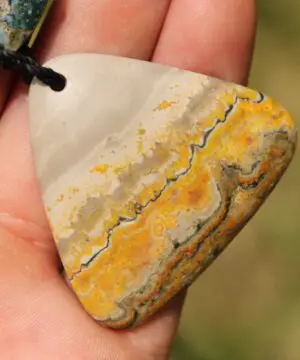 Australian Rainforest Jasper Necklace, Ocean Jasper Eclipse Stone Talisman, Crystal Pendant , Australian Handmade, Handwoven Tropical Cord