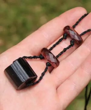 Australian Black tourmaline, Australian red tigereye, Australian handmade , handwoven tropical cord, healing jewelry
