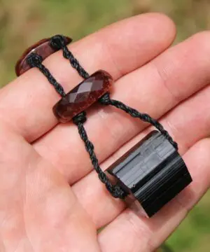 Australian Black tourmaline, Australian red tigereye, Australian handmade , handwoven tropical cord, healing jewelry