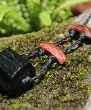 Australian Black tourmaline, Australian red tigereye, Australian handmade , handwoven tropical cord, healing jewelry