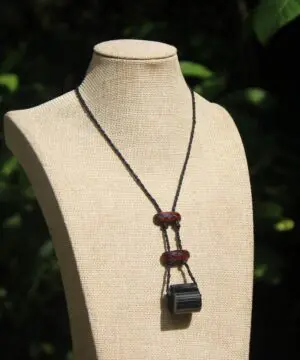 Australian Black tourmaline, Australian red tigereye, Australian handmade , handwoven tropical cord, healing jewelry