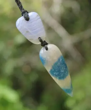 Dumortierite in Quartz Necklace • Blue Lace Agate Talisman • Tribal Crystal Pendant • Australian Handmade • Handwoven Tropical Cord