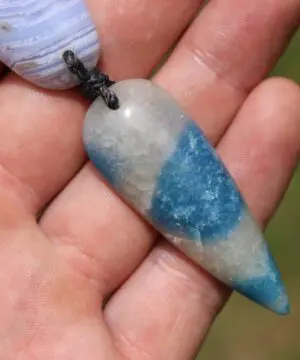 Dumortierite in Quartz Necklace • Blue Lace Agate Talisman • Tribal Crystal Pendant • Australian Handmade • Handwoven Tropical Cord
