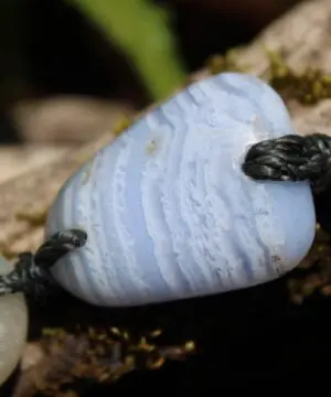 Dumortierite in Quartz Necklace • Blue Lace Agate Talisman • Tribal Crystal Pendant • Australian Handmade • Handwoven Tropical Cord