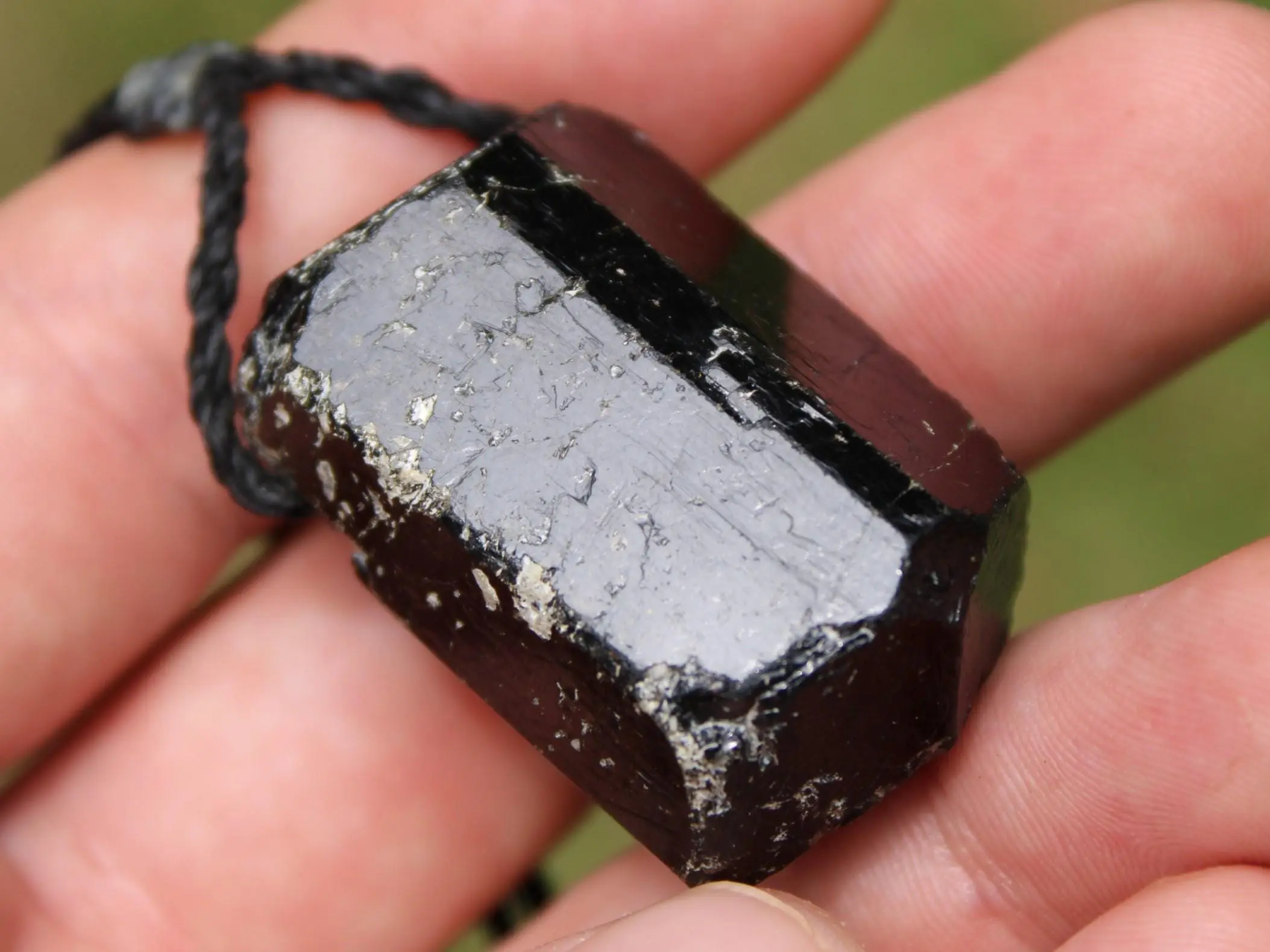 protector BLACK TOURMALINE schorl pendant,Tourmaline Necklace,Australian handMade cord, October BirthStone, Black gem stone Healing Jewelry