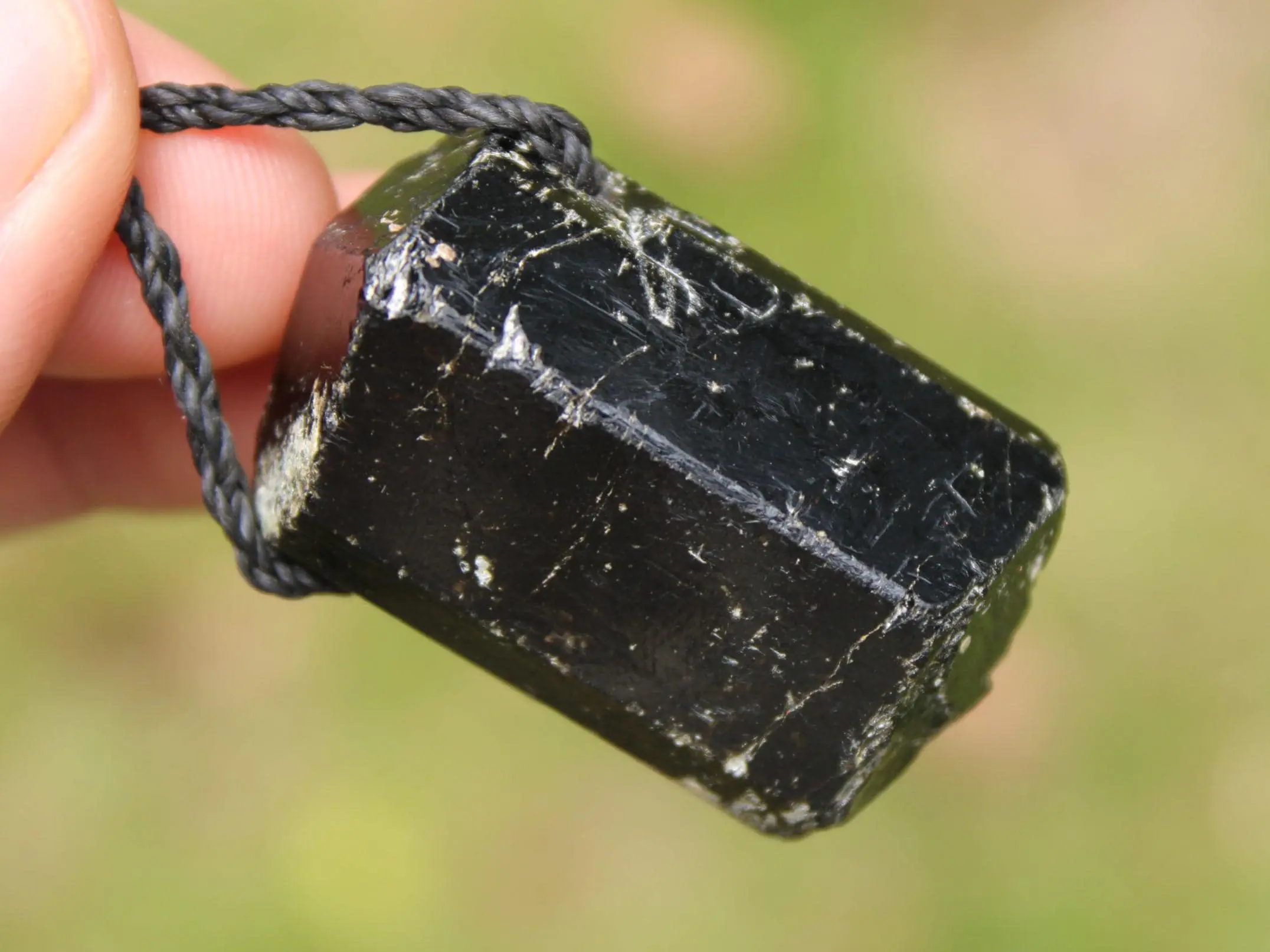 protector BLACK TOURMALINE schorl pendant,Tourmaline Necklace,Australian handMade cord, October BirthStone, Black gem stone Healing Jewelry