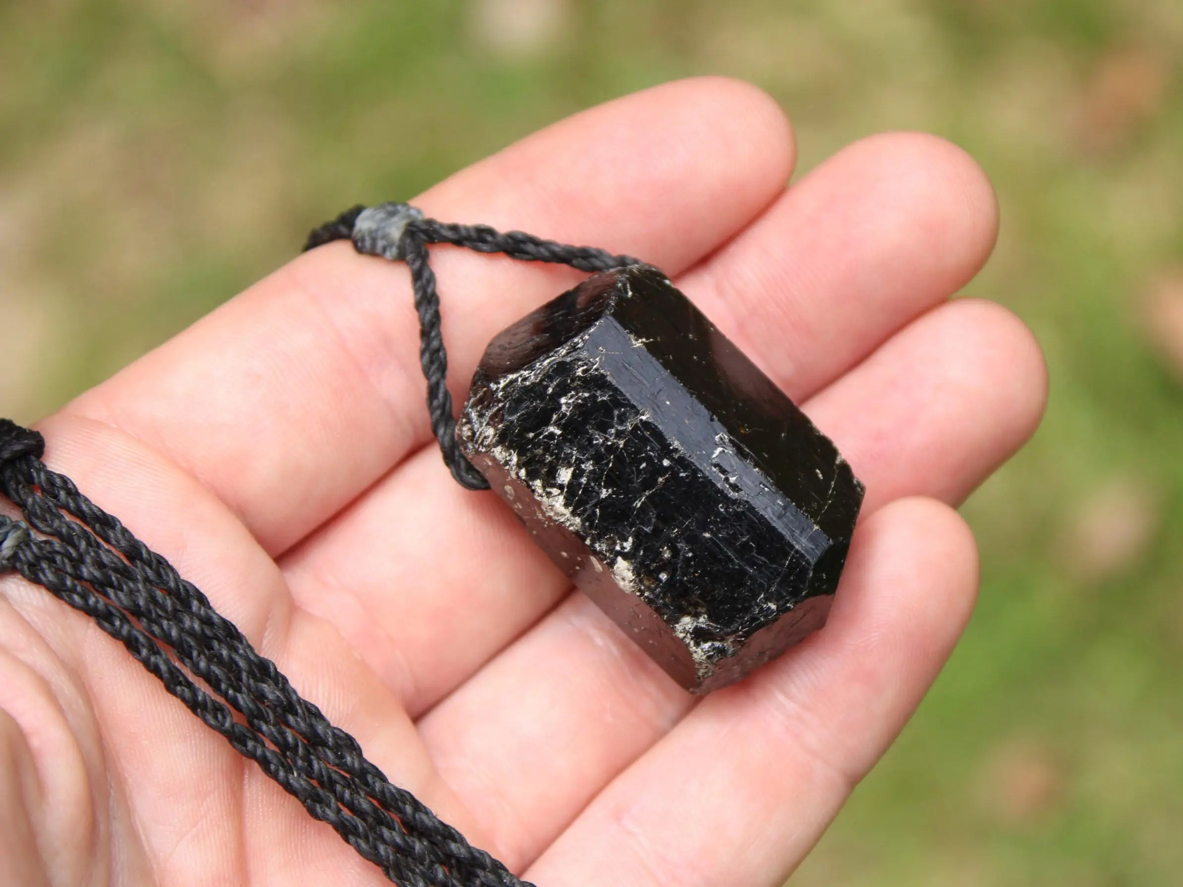 protector BLACK TOURMALINE schorl pendant,Tourmaline Necklace,Australian handMade cord, October BirthStone, Black gem stone Healing Jewelry