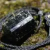 protector BLACK TOURMALINE schorl pendant,Tourmaline Necklace,Australian handMade cord, October BirthStone, Black gem stone Healing Jewelry