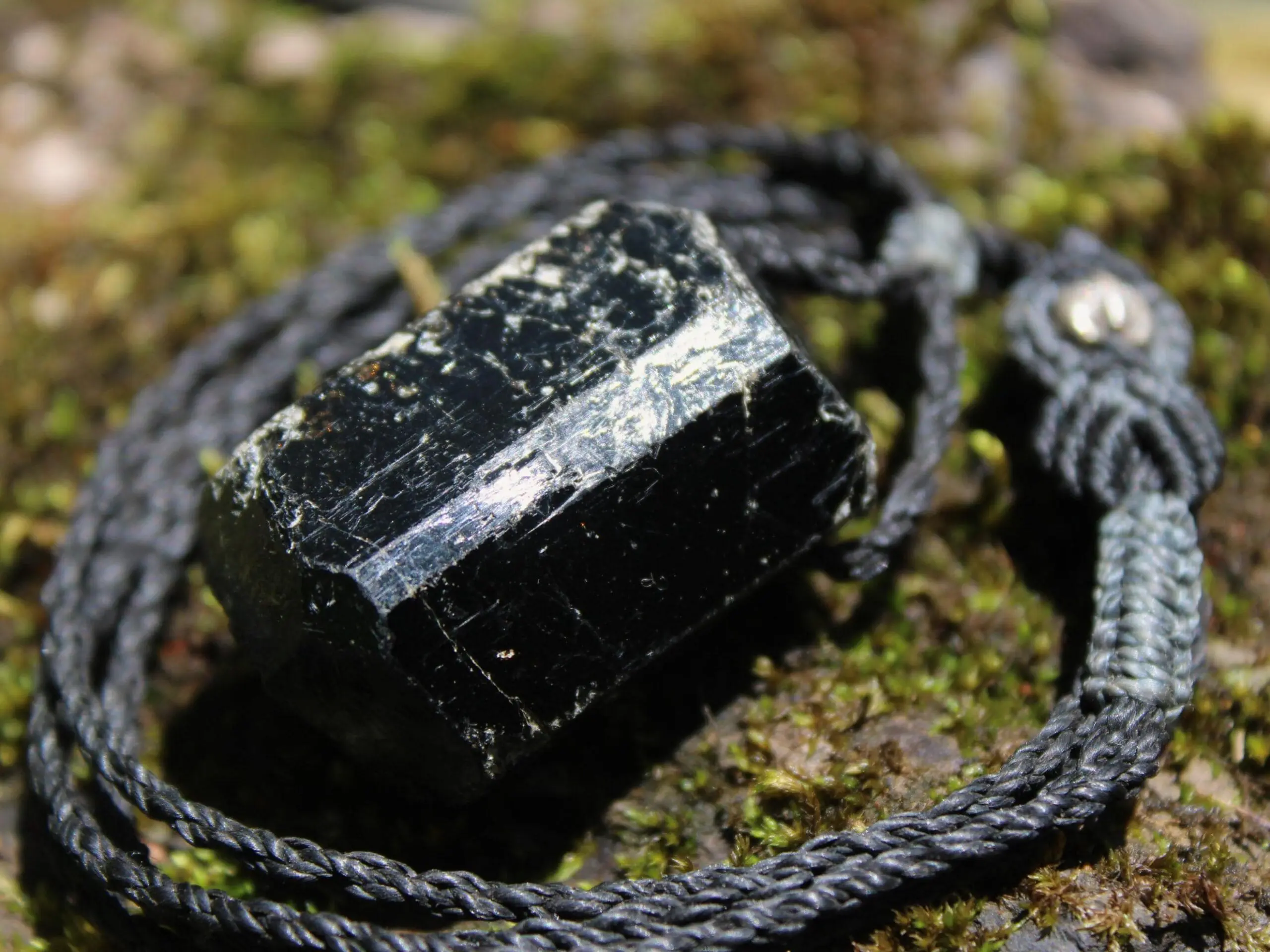 protector BLACK TOURMALINE schorl pendant,Tourmaline Necklace,Australian handMade cord, October BirthStone, Black gem stone Healing Jewelry