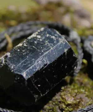 protector BLACK TOURMALINE schorl pendant,Tourmaline Necklace,Australian handMade cord, October BirthStone, Black gem stone Healing Jewelry