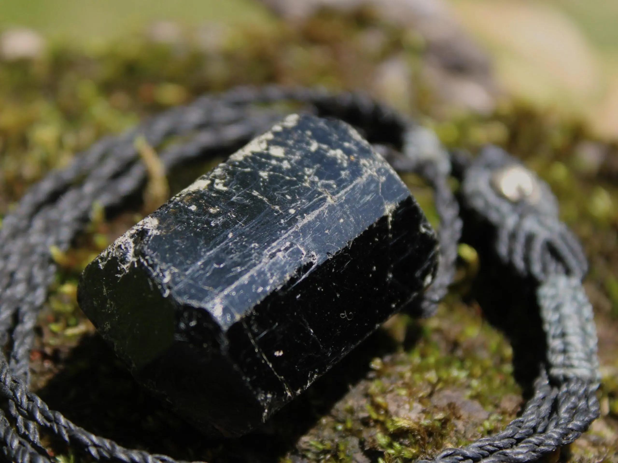 protector BLACK TOURMALINE schorl pendant,Tourmaline Necklace,Australian handMade cord, October BirthStone, Black gem stone Healing Jewelry