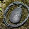 Lava Rock Necklace • Volcanic Stone Pendant • Grounding Crystal Talisman • Australian Handmade jewelry, handwoven tropical wax cord