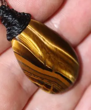 Australian Tiger Eye Pendant Necklace, Golden Tigereye, Australian made macrame cord healing jewellery, brown stone