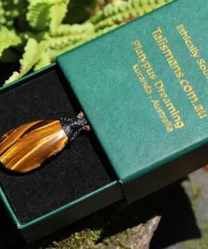 Australian Tiger Eye Pendant Necklace, Golden Tigereye, Australian made macrame cord healing jewellery, brown stone