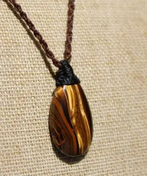 Australian Tiger Eye Pendant Necklace, Golden Tigereye, Australian made macrame cord healing jewellery, brown stone