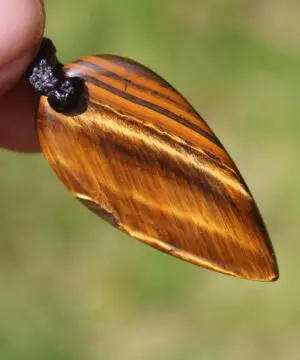 Australian MARA MAMBA Tiger Eye Pendant Necklace, Golden Tigereye, Australian made macrame cord healing jewellery, brown stone