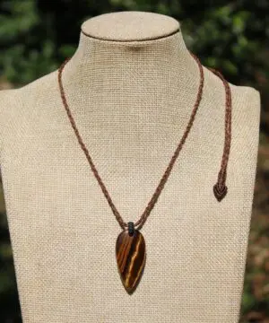 Australian MARA MAMBA Tiger Eye Pendant Necklace, Golden Tigereye, Australian made macrame cord healing jewellery, brown stone