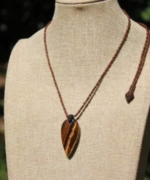 Australian MARA MAMBA Tiger Eye Pendant Necklace, Golden Tigereye, Australian made macrame cord healing jewellery, brown stone