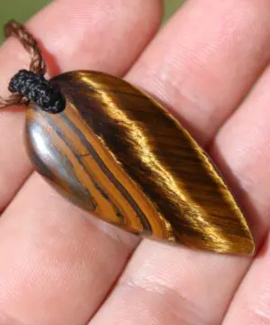 Australian MARA MAMBA Tiger Eye Pendant Necklace, Golden Tigereye, Australian made macrame cord healing jewellery, brown stone