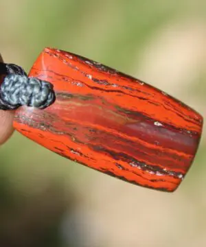 Australian Red Snakeskin Jasper Pendant ,Australian Macrame cord Crystal Necklace, healing crystal pendant, surfer summer pendant jewelry