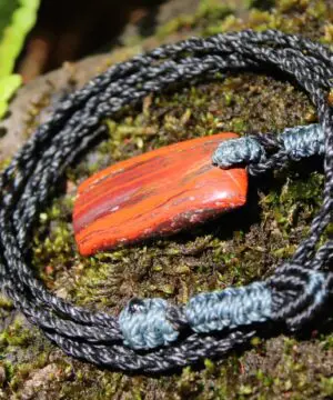 Australian Red Snakeskin Jasper Pendant ,Australian Macrame cord Crystal Necklace, healing crystal pendant, surfer summer pendant jewelry