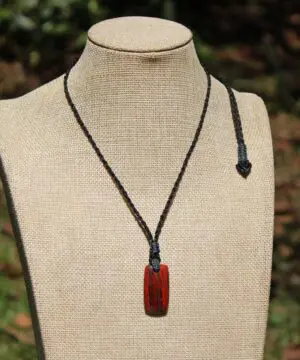 Australian Red Snakeskin Jasper Pendant ,Australian Macrame cord Crystal Necklace, healing crystal pendant, surfer summer pendant jewelry
