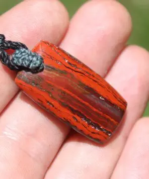 Australian Red Snakeskin Jasper Pendant ,Australian Macrame cord Crystal Necklace, healing crystal pendant, surfer summer pendant jewelry