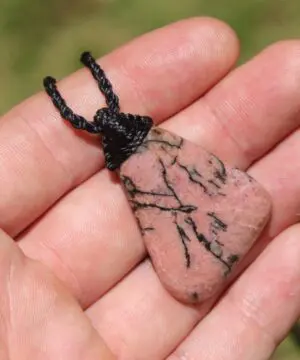 Pink Australian Rhodonite Necklace • Heart Chakra Crystal Talisman • Handmade Vegan Jewelry from Kuranda, Heart Chakra stone Jewelry,Taurus