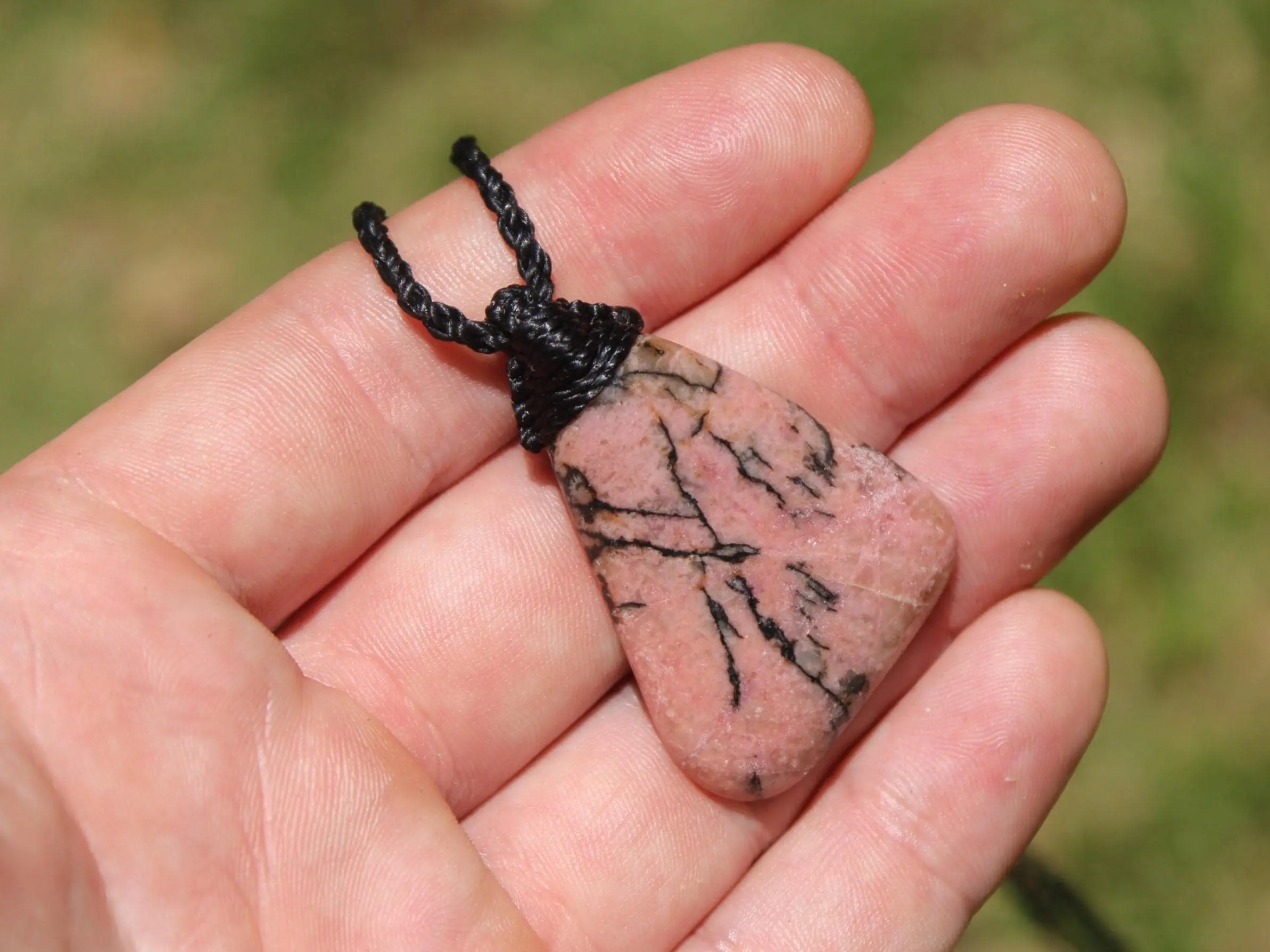 Pink Australian Rhodonite Necklace • Heart Chakra Crystal Talisman • Handmade Vegan Jewelry from Kuranda, Heart Chakra stone Jewelry,Taurus