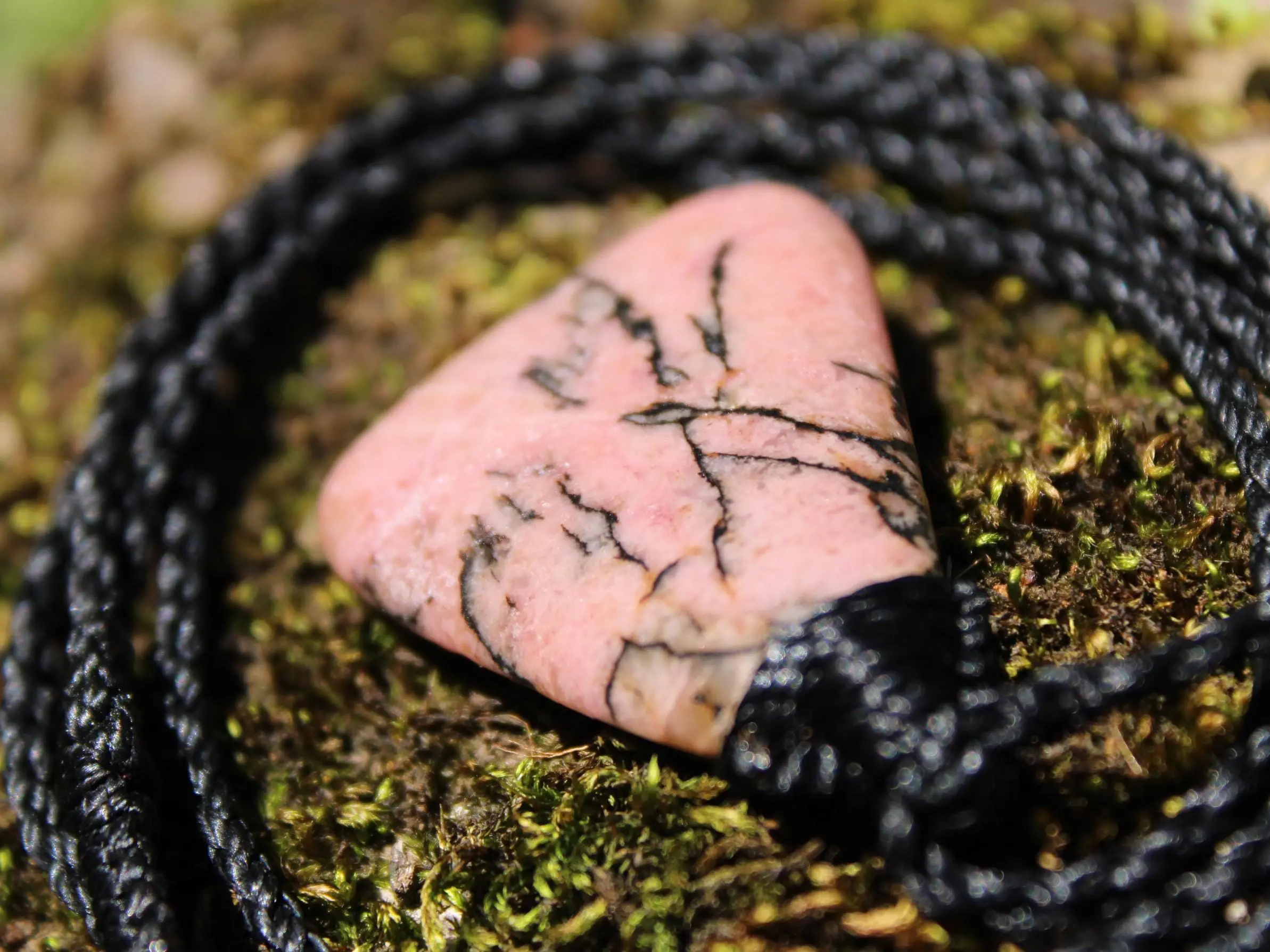 Pink Australian Rhodonite Necklace • Heart Chakra Crystal Talisman • Handmade Vegan Jewelry from Kuranda, Heart Chakra stone Jewelry,Taurus