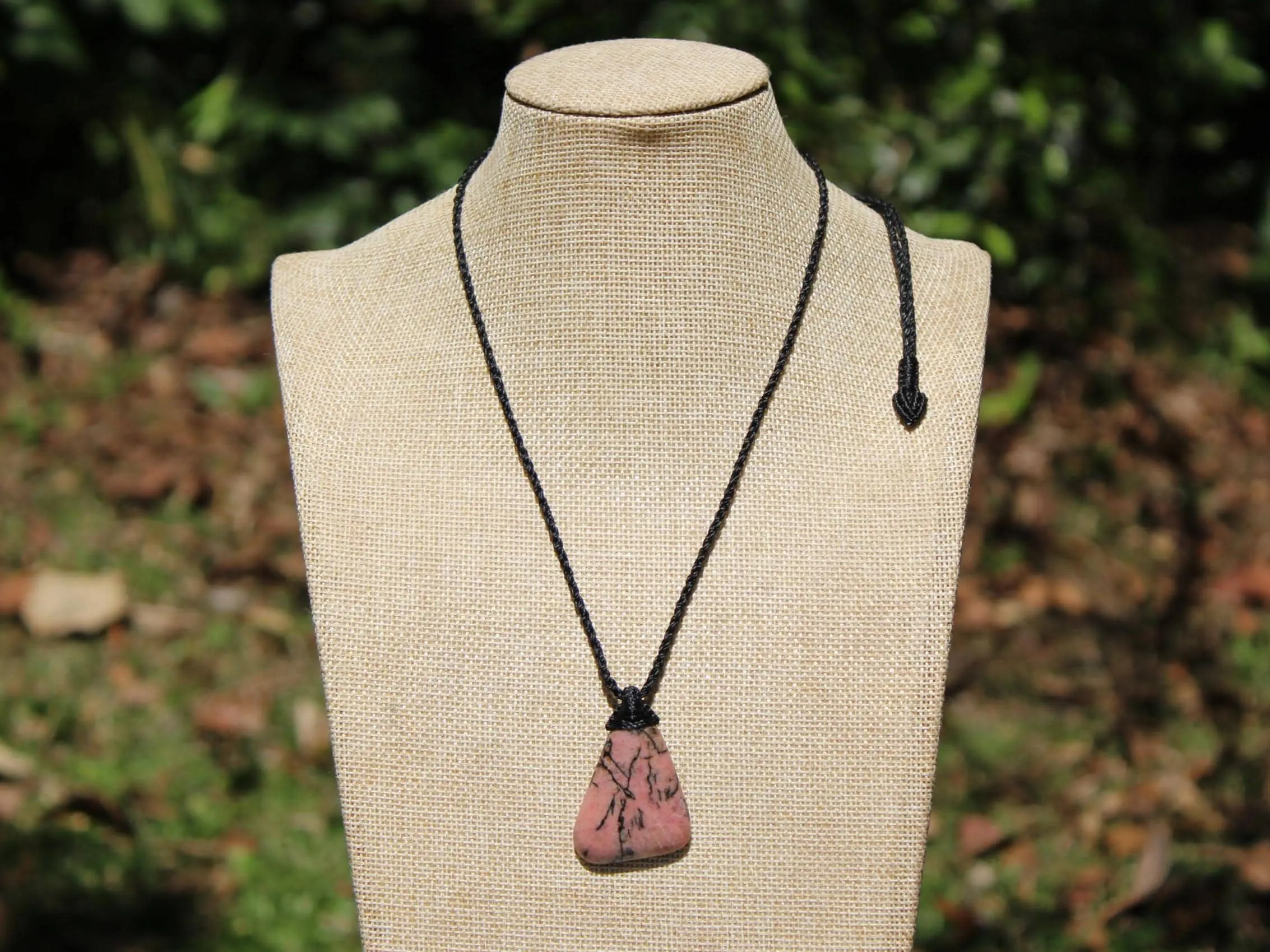 Pink Australian Rhodonite Necklace • Heart Chakra Crystal Talisman • Handmade Vegan Jewelry from Kuranda, Heart Chakra stone Jewelry,Taurus