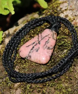 Pink Australian Rhodonite Necklace • Heart Chakra Crystal Talisman • Handmade Vegan Jewelry from Kuranda, Heart Chakra stone Jewelry,Taurus