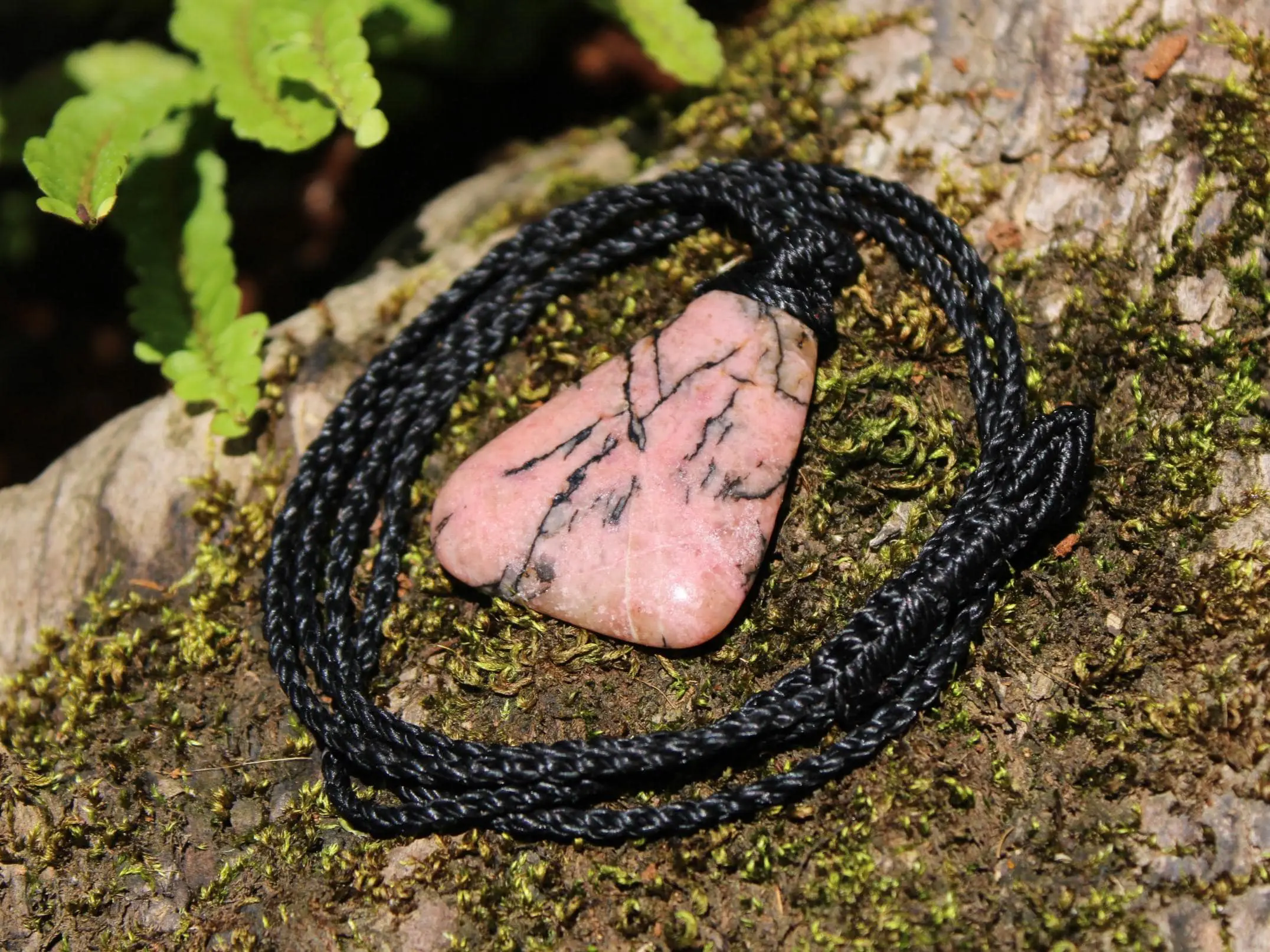 Pink Australian Rhodonite Necklace • Heart Chakra Crystal Talisman • Handmade Vegan Jewelry from Kuranda, Heart Chakra stone Jewelry,Taurus