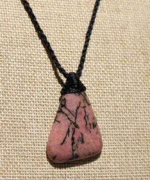 Pink Australian Rhodonite Necklace • Heart Chakra Crystal Talisman • Handmade Vegan Jewelry from Kuranda, Heart Chakra stone Jewelry,Taurus
