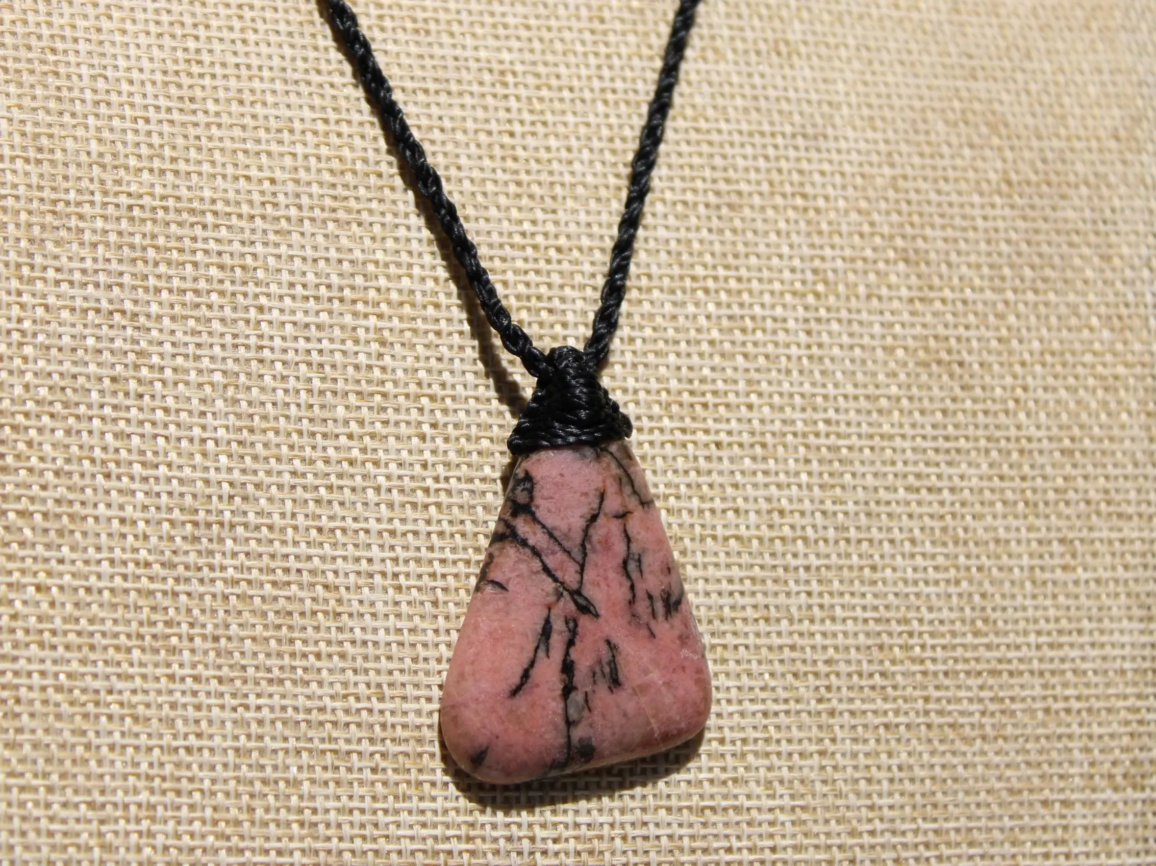 Pink Australian Rhodonite Necklace • Heart Chakra Crystal Talisman • Handmade Vegan Jewelry from Kuranda, Heart Chakra stone Jewelry,Taurus
