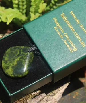 Australian Atlantisite Necklace • Tasmanian Stichtite Serpentine Pendant • Australian Handmade Talisman, Australian handwoven tropical cord