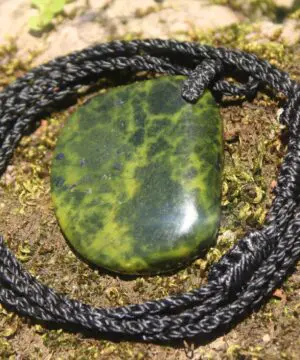 Australian Atlantisite Necklace • Tasmanian Stichtite Serpentine Pendant • Australian Handmade Talisman, Australian handwoven tropical cord