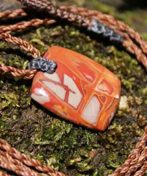 Australian Noreena Jasper Necklace • Red Stone Tribal Pendant • Handwoven Tropical Cord • May Birthstone Healing Jewelry