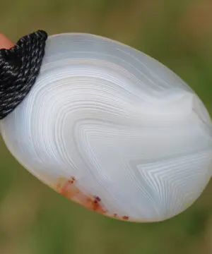 Australian Lace Agate Necklace • Agate Creek Pendant • Tribal Healing Crystal Talisman • Handwoven Tropical Cord