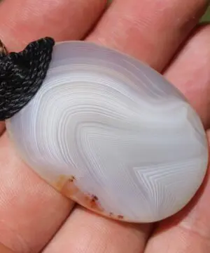 Australian Lace Agate Necklace • Agate Creek Pendant • Tribal Healing Crystal Talisman • Handwoven Tropical Cord