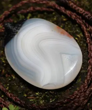 Australian Lace Agate Necklace • Agate Creek Pendant • Tribal Healing Crystal Talisman • Handwoven Tropical Cord