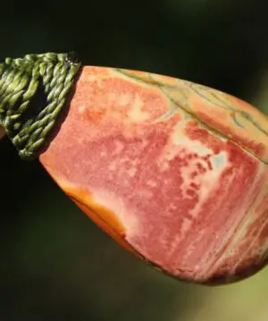 Australian Oyster Jasper Necklace • Tasmanian Jasper Pendant • Tribal Healing Crystal Talisman • Handwoven Tropical Cord