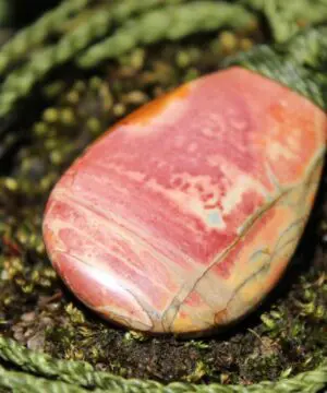 Australian Oyster Jasper Necklace • Tasmanian Jasper Pendant • Tribal Healing Crystal Talisman • Handwoven Tropical Cord
