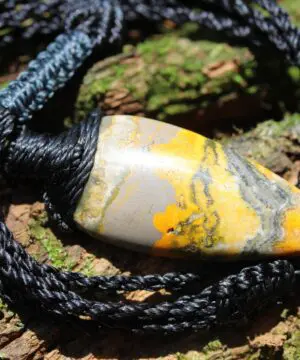 Eclipse Stone Necklace, Australian handmade yellow stone Healing Crystal Jewelry, may birthstone, australian handwoven tropical cord