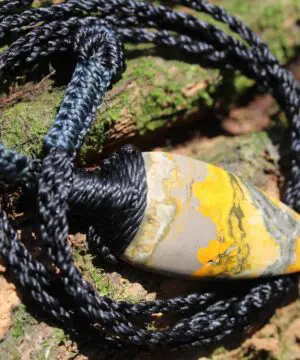 Eclipse Stone Necklace, Australian handmade yellow stone Healing Crystal Jewelry, may birthstone, australian handwoven tropical cord