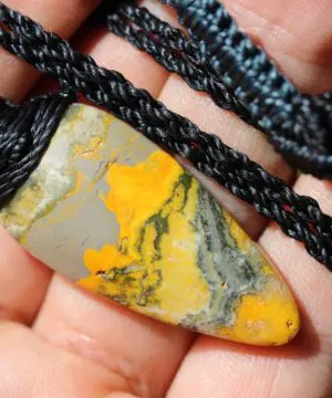 Eclipse Stone Necklace, Australian handmade yellow stone Healing Crystal Jewelry, may birthstone, australian handwoven tropical cord