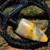 Eclipse Stone Necklace, Australian handmade yellow stone Healing Crystal Jewelry, may birthstone, australian handwoven tropical cord