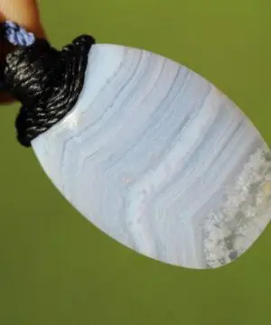 Australian Blue Lace Agate Necklace • Agate Creek Pendant • Tribal Healing Crystal Talisman • Handwoven Tropical Cord