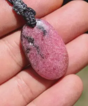 Pink Australian Rhodonite Necklace • Heart Chakra Crystal Talisman • Handmade Vegan Jewelry from Kuranda, Heart Chakra stone Jewelry,Taurus