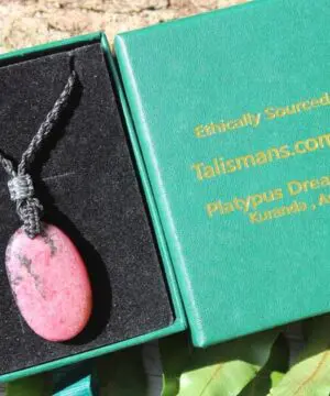 Pink Australian Rhodonite Necklace • Heart Chakra Crystal Talisman • Handmade Vegan Jewelry from Kuranda, Heart Chakra stone Jewelry,Taurus